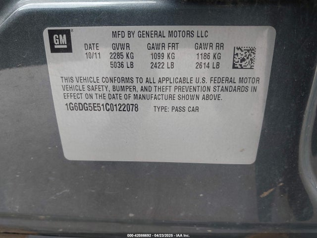 2012 CADILLAC CTS 1G6DG5E51C0122078 Photo 8