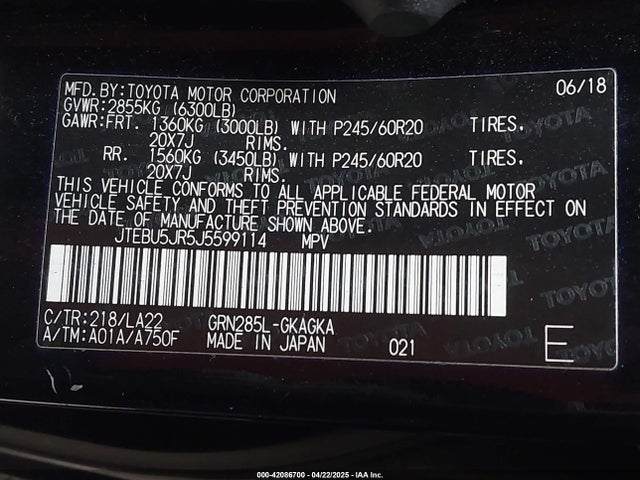 JTEBU5JR5J5599114 Toyota 4runner Limited