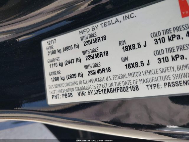 2017 TESLA MODEL 3 5YJ3E1EA6HF002158 Photo 8