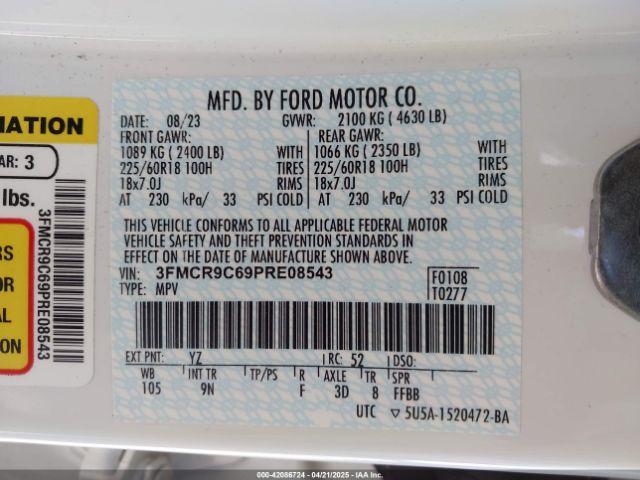 2023 FORD BRONCO SPORT 3FMCR9C69PRE08543 Photo 8