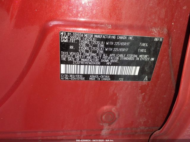 2T3ZFREV4FW204996 Toyota RAV4 LE