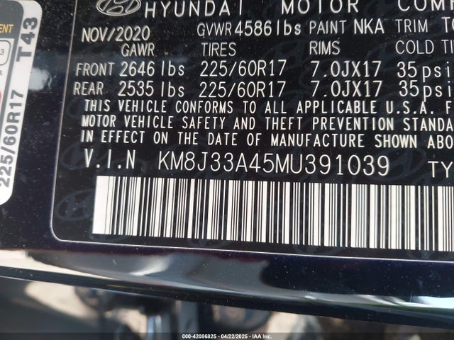 KM8J33A45MU391039 Hyundai Tucson Value