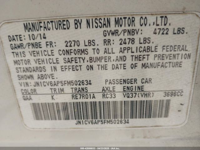 JN1CV6AP5FM502634 Infiniti Q40