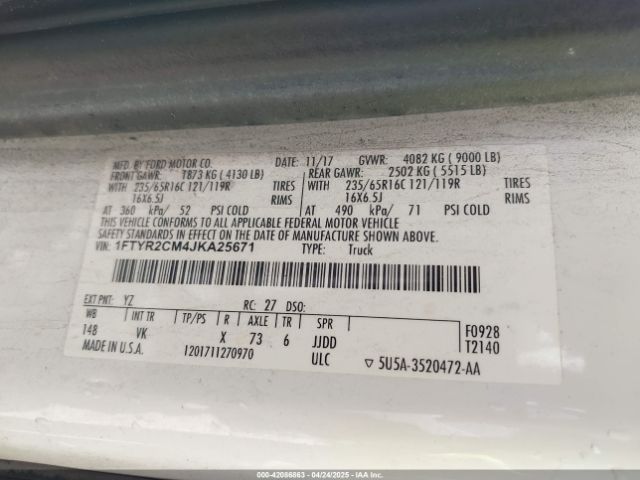 1FTYR2CM4JKA25671 Ford Transit-250