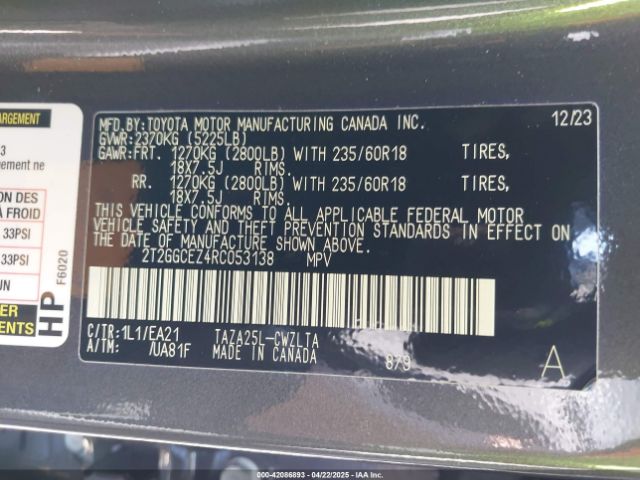 2T2GGCEZ4RC053138 Lexus Nx 350 Premium