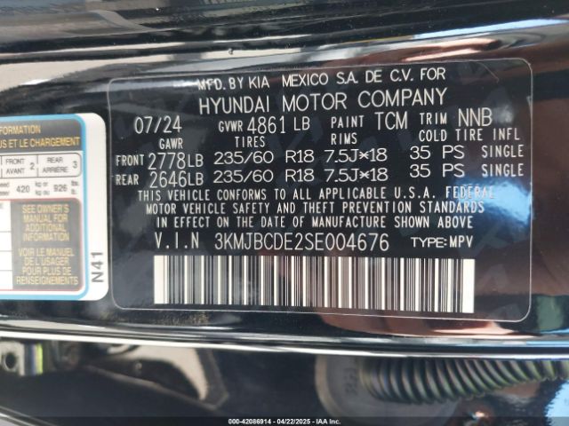 3KMJBCDE2SE004676 Hyundai TUCSON SEL