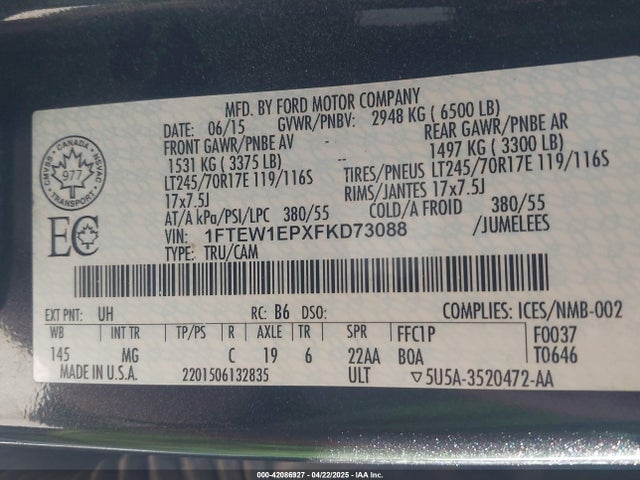 Ford F-150 2015 1FTEW1EPXFKD73088 Image 9