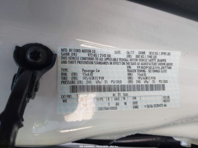 1FADP3E2XHL297786 Ford FOCUS S