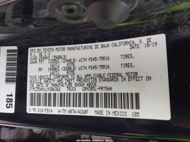 3TMCZ5AN1LM306362 Toyota 2gr-fks