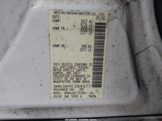 1N4AL3AP4JC264577 Nissan Altima 2.5 S