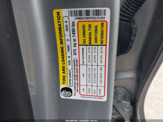 1FMSK7DH7PGC25301 Ford EXPLORER XLT