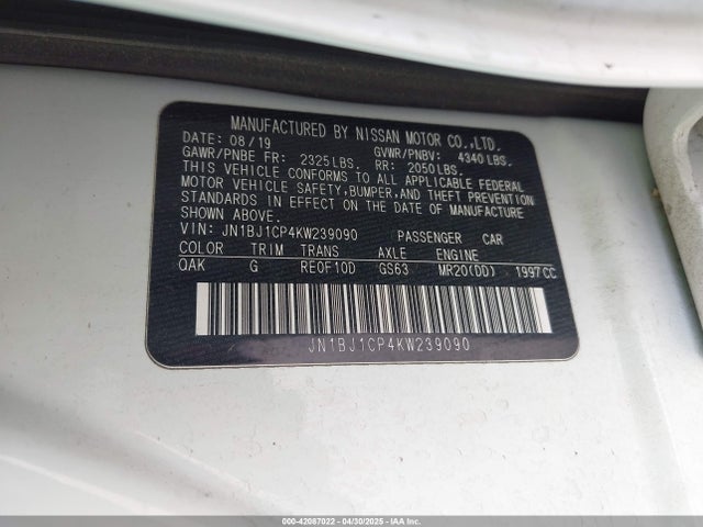 JN1BJ1CP4KW239090 Nissan 2019