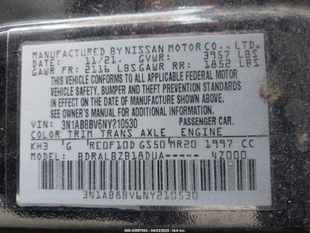 3N1AB8BV6NY210530 Nissan Sentra S Xtronic Cvt