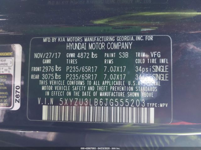 5XYZU3LB6JG555203 Hyundai Santa Fe Sport 2.4l