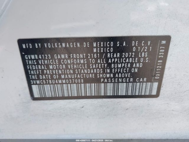 3VWC57BU4MM037088 Volkswagen Jetta 1.4t R-line/1.4t S/1.4t Se