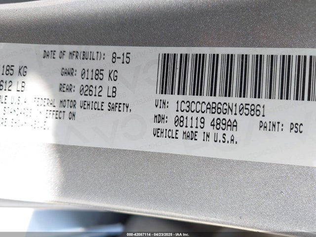 1C3CCCAB6GN105861 Chrysler 200 Limited
