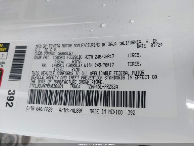 3TMLB5JN7RM036681 Toyota Tacoma Sr5 4wd