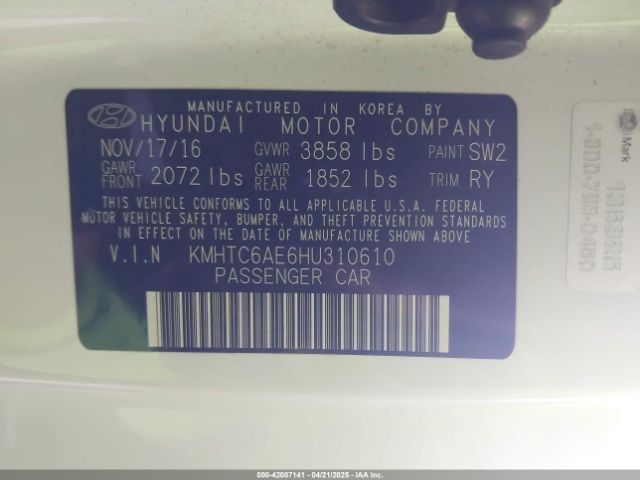 KMHTC6AE6HU310610 Hyundai Veloster Turbo