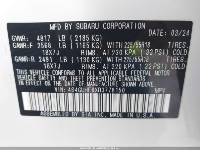 4S4GUHF6XR3778150 Subaru Crosstrek Sport