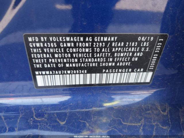 2019 VOLKSWAGEN GOLF R WVWWA7AU7KW209348 Photo 8