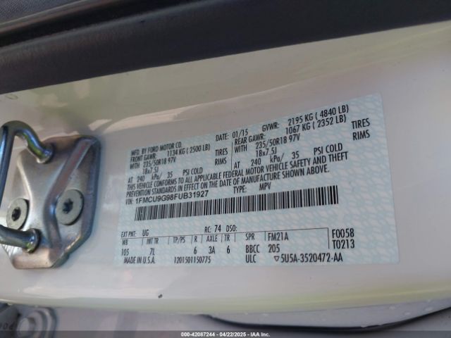 1FMCU9G98FUB31927 Ford ESCAPE SE