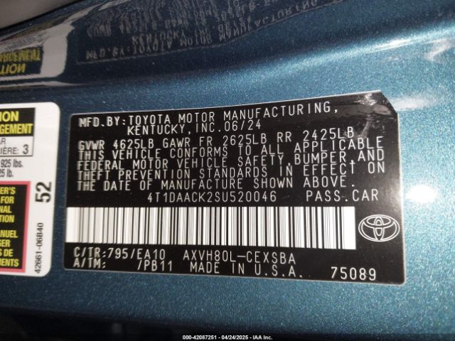 4T1DAACK2SU520046 Toyota CAMRY SE