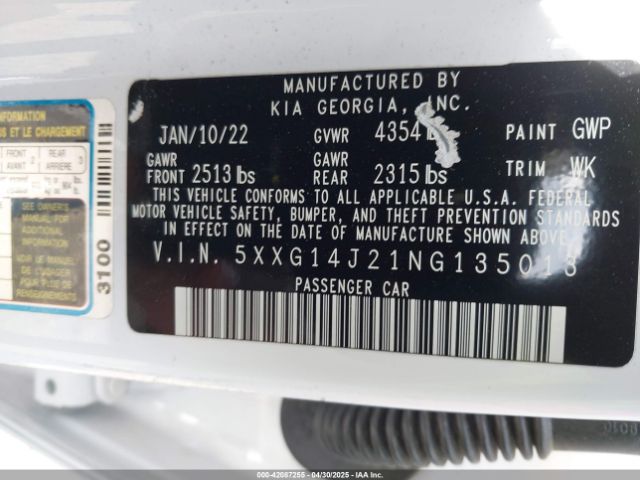 2022 KIA K5 5XXG14J21NG135013 Photo 8
