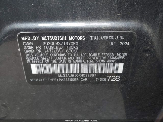 ML32AUHJ0RH022897 Mitsubishi Mirage Es/le