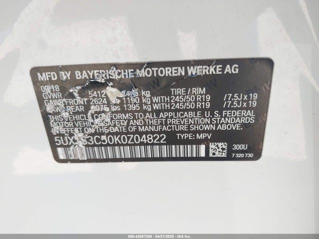 5UXTS3C50K0Z04822 BMW X3 M40i