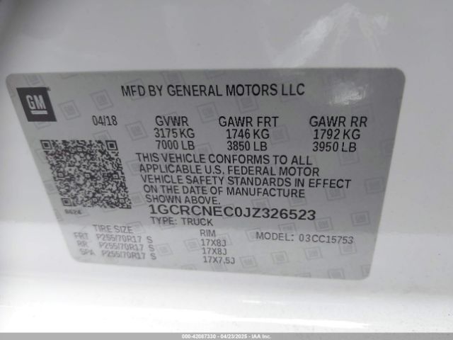 1GCRCNEC0JZ326523 Chevrolet Silverado 1500 Wt