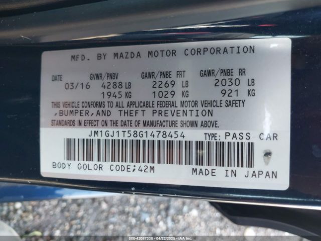 JM1GJ1T58G1478454 Mazda Mazda6 I Touring