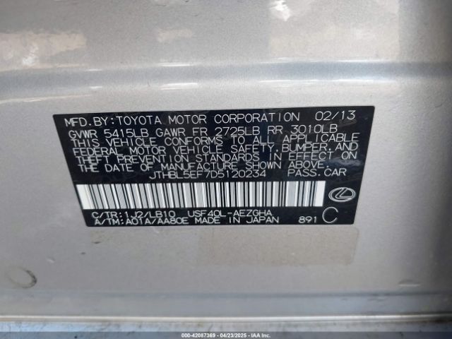 2013 LEXUS LS 460 JTHBL5EF7D5120234 Photo 8