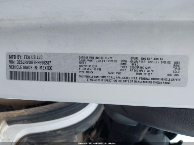 3C6LRVDG9PE596287 RAM Promaster 2500 High Roof 159 Wb