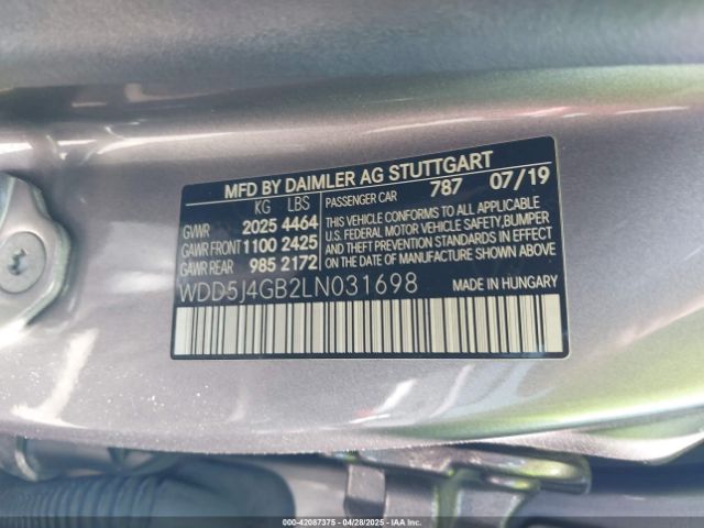 WDD5J4GB2LN031698 Mercedes-Benz CLA 250