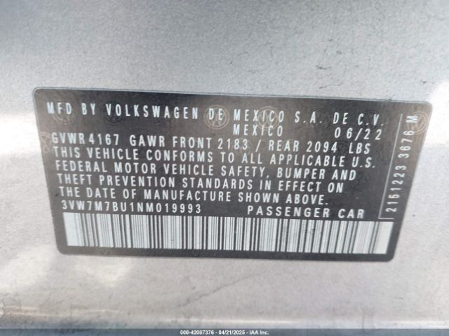 3VW7M7BU1NM019993 Volkswagen 1.5 tsi