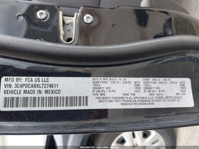 2020 DODGE JOURNEY 3C4PDCABXLT274611 Photo 8
