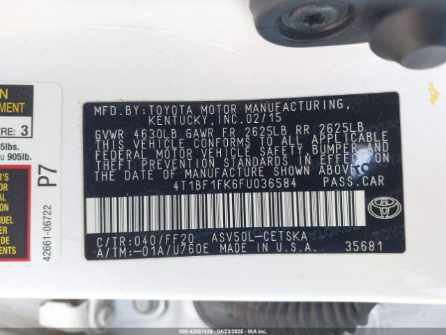4T1BF1FK6FU036584 Toyota CAMRY SE