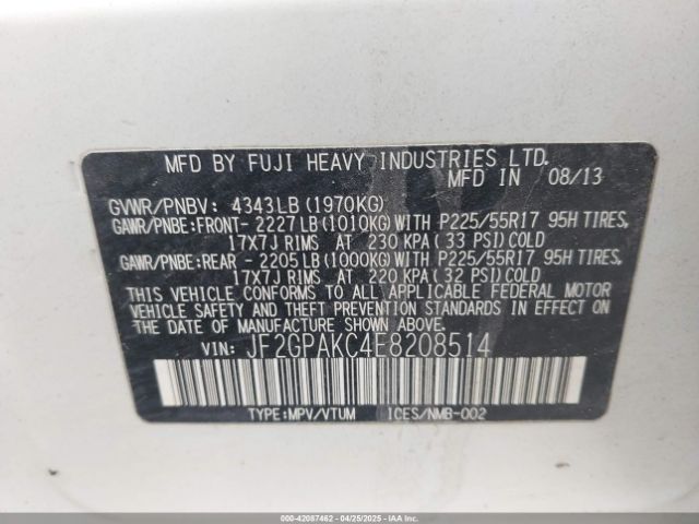 JF2GPAKC4E8208514 Subaru Xv Crosstrek 2.0i Limited
