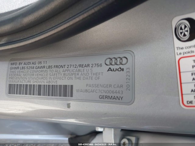 2012 AUDI A6 WAUBGAFC7CN006443 Photo 8