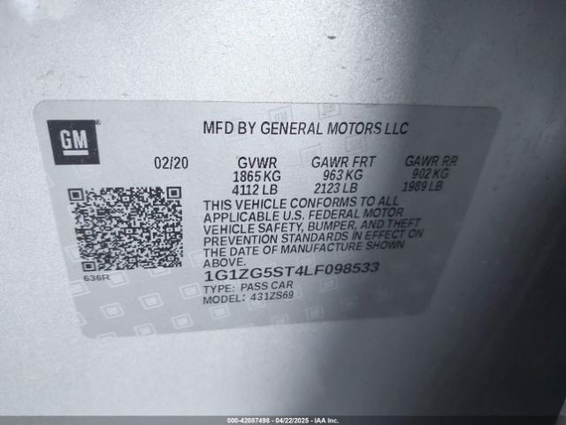 1G1ZG5ST4LF098533 Chevrolet Malibu Fwd Rs