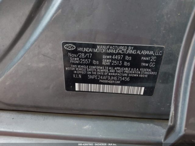 5NPE24AF9JH675456 Hyundai SONATA SE