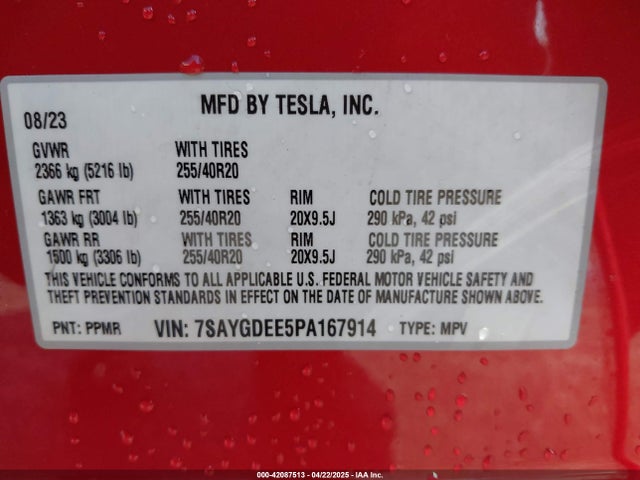 2023 TESLA MODEL Y 7SAYGDEE5PA167914 Photo 8
