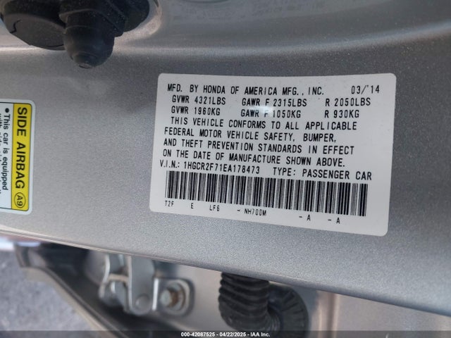 Honda ACCORD EX 2014 1HGCR2F71EA178473 Image 9