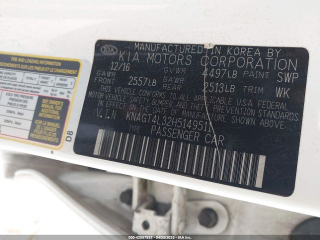 KNAGT4L32H5149511 KIA Optima Lx