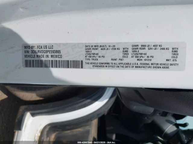 3C6LRVDG8PE593865 RAM Promaster 2500 High Roof 159 Wb