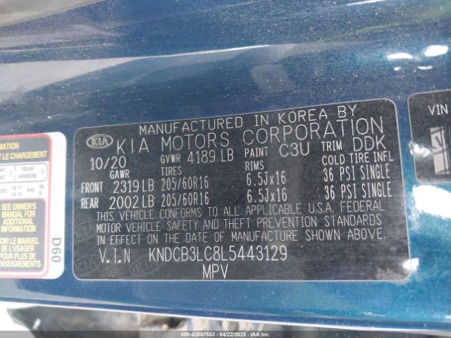KNDCB3LC8L5443129 KIA Niro Lxs