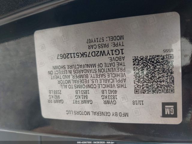 2019 CHEVROLET CORVETTE 1G1YW2D75K5112067 Photo 8