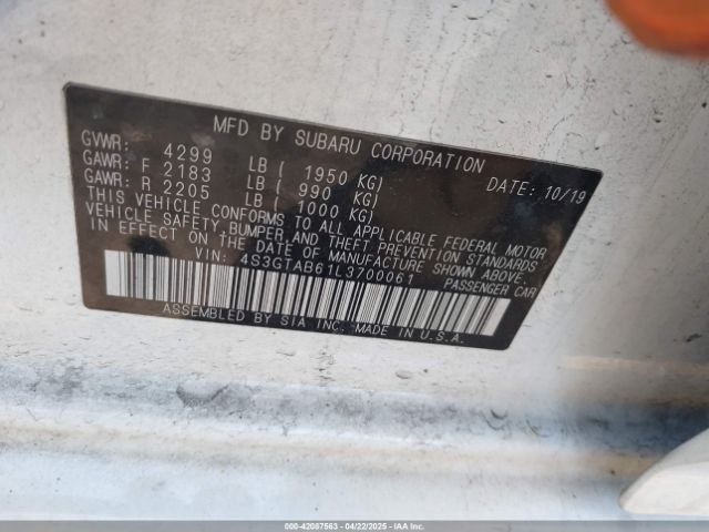 4S3GTAB61L3700061 Subaru Impreza 5-door