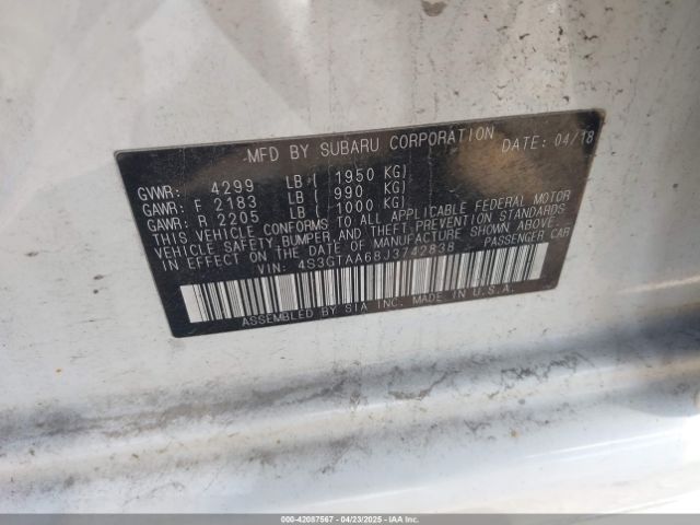4S3GTAA68J3742838 Subaru Impreza 2.0i