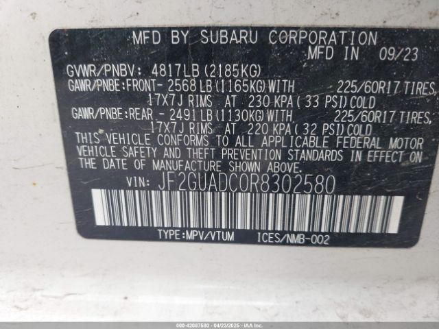 2024 SUBARU CROSSTREK JF2GUADC0R8302580 Photo 8